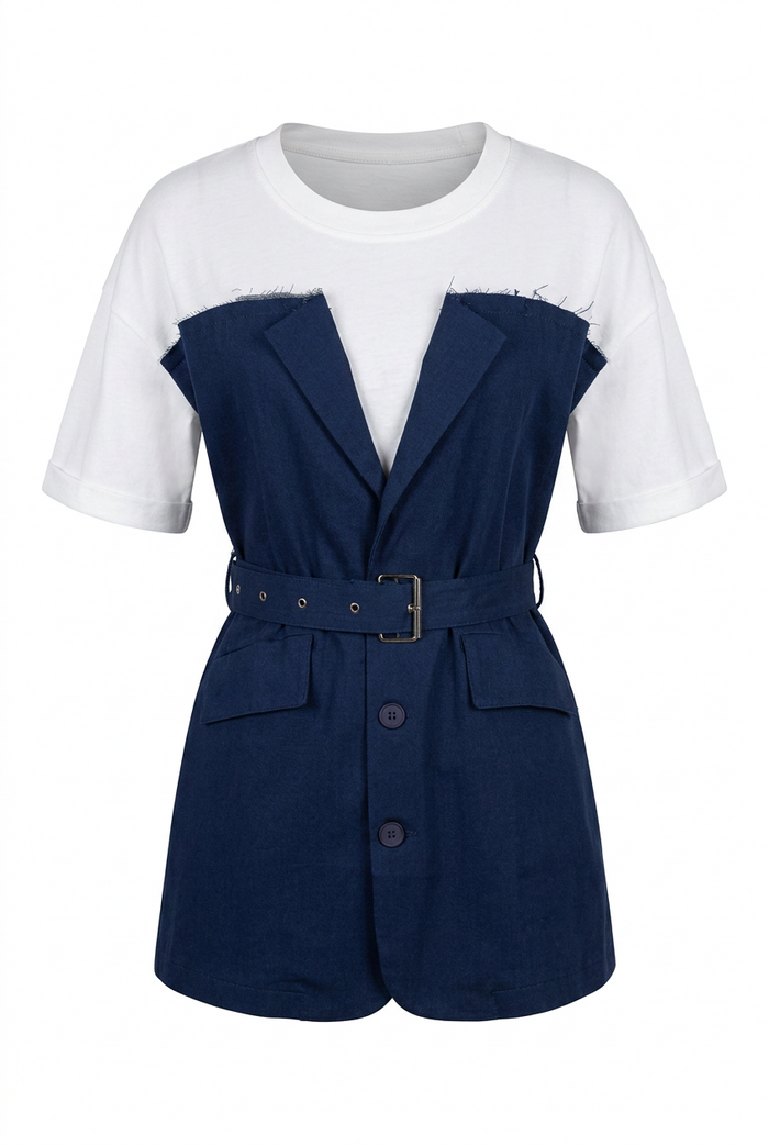 VESTIDO CAMISETA CON BLUSON CON CINTURON