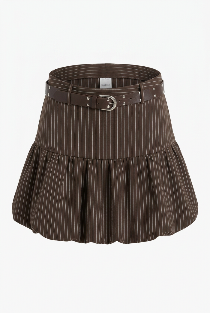FALDA RAYAS REYON CON CINTURON
